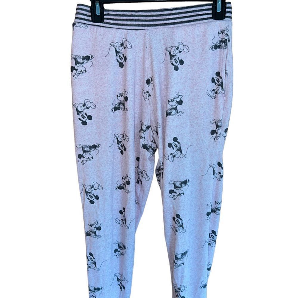 Disney Mickey Minnie Mouse Blush Pink Black Pajama Joggers‎ Women's Small Cozy